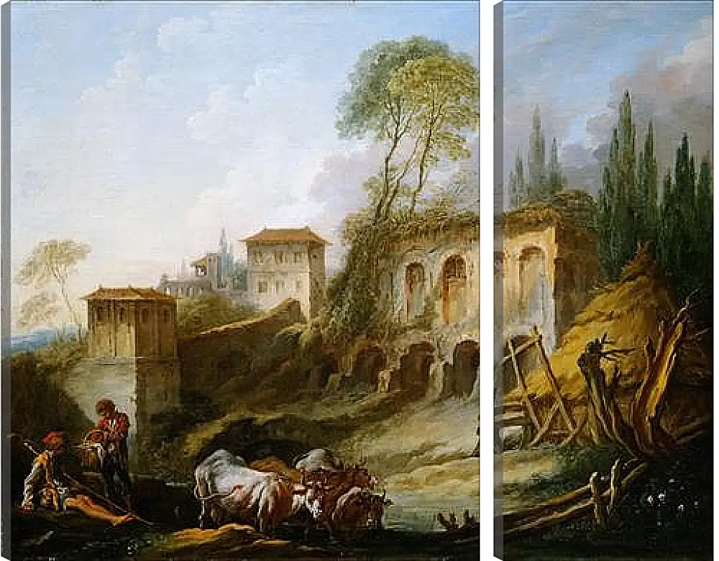 Модульная картина - Imaginary Landscape with the Palatine Hill from Campo Vaccino. Франсуа Буше