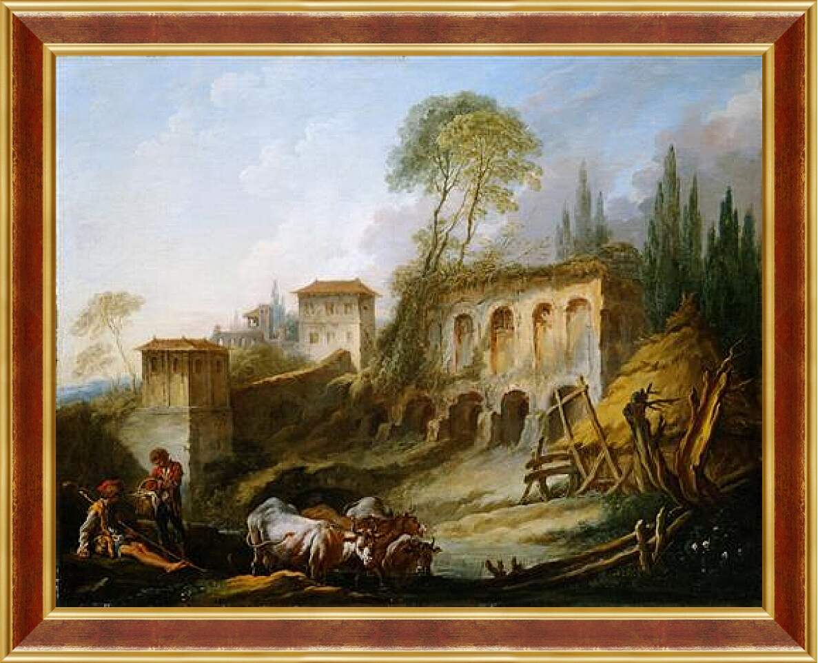 Картина в раме - Imaginary Landscape with the Palatine Hill from Campo Vaccino. Франсуа Буше