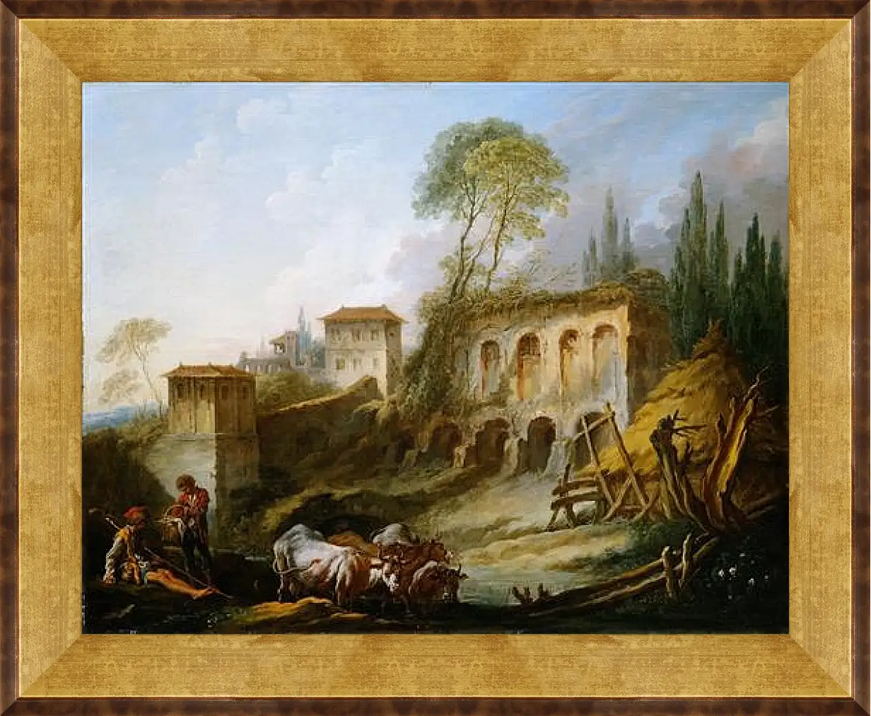 Картина в раме - Imaginary Landscape with the Palatine Hill from Campo Vaccino. Франсуа Буше