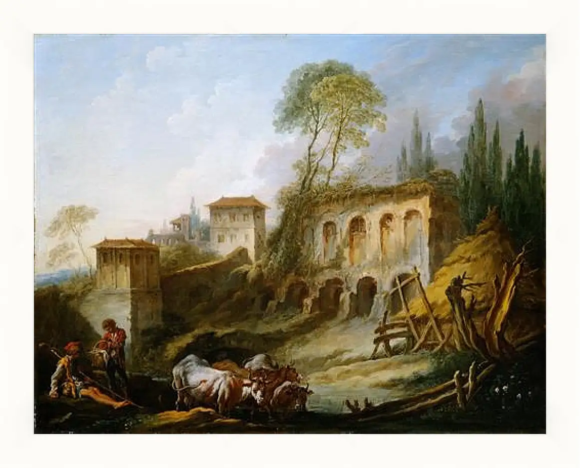 Картина в раме - Imaginary Landscape with the Palatine Hill from Campo Vaccino. Франсуа Буше