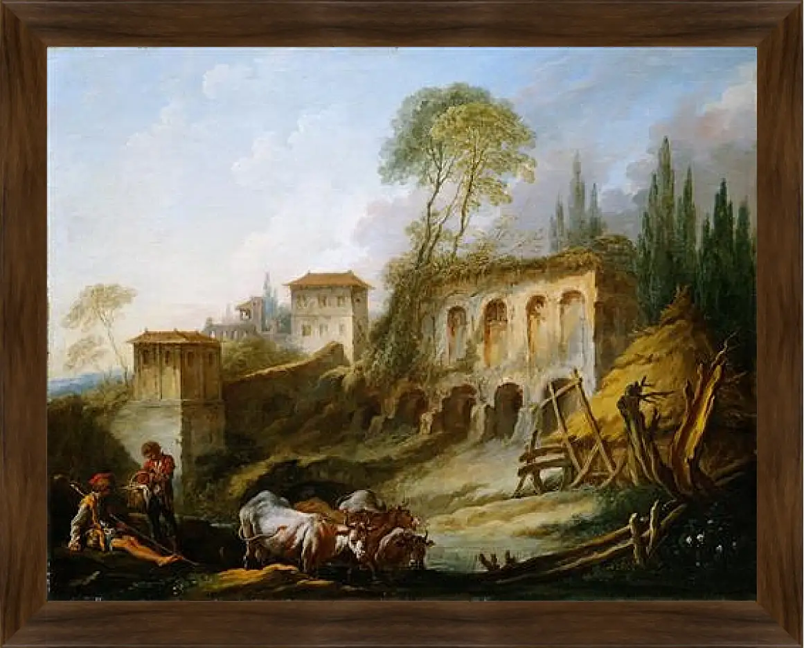 Картина в раме - Imaginary Landscape with the Palatine Hill from Campo Vaccino. Франсуа Буше