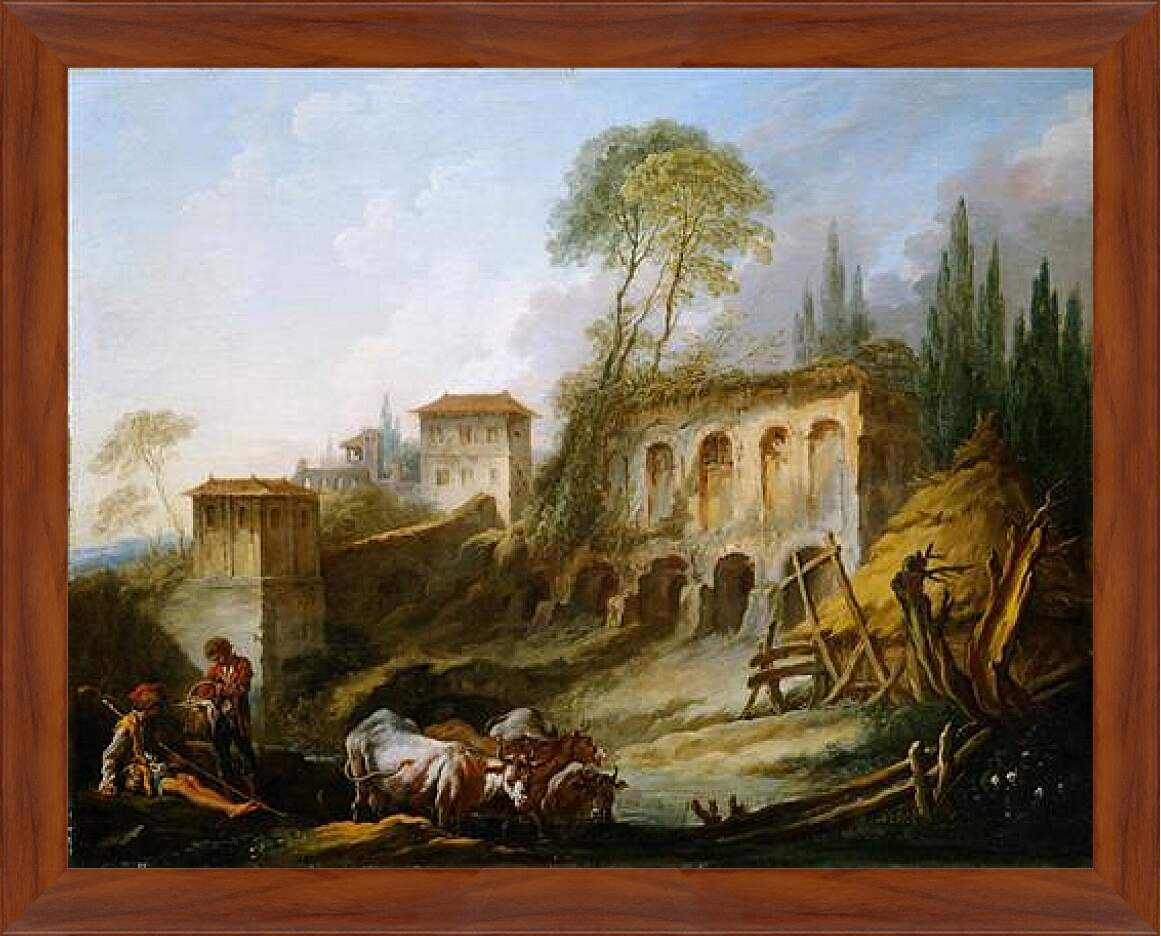 Картина в раме - Imaginary Landscape with the Palatine Hill from Campo Vaccino. Франсуа Буше