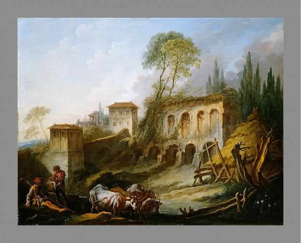 Картина в раме - Imaginary Landscape with the Palatine Hill from Campo Vaccino. Франсуа Буше