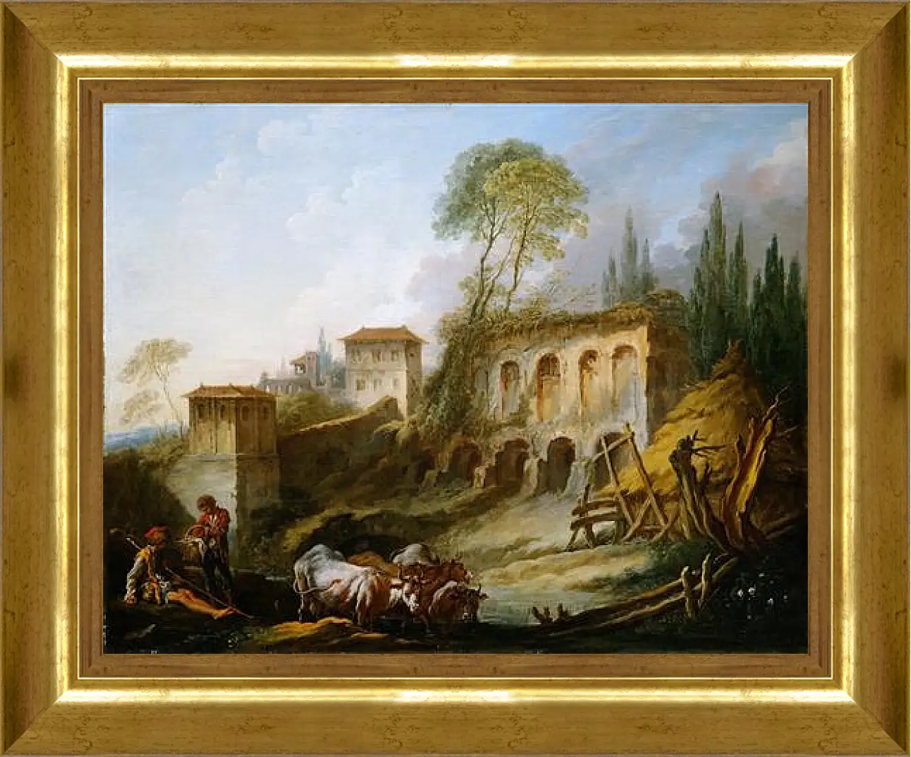 Картина в раме - Imaginary Landscape with the Palatine Hill from Campo Vaccino. Франсуа Буше