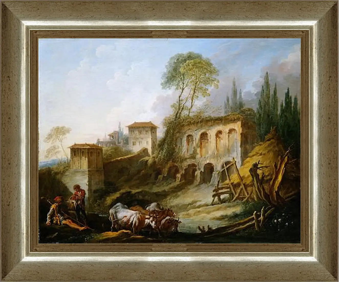 Картина в раме - Imaginary Landscape with the Palatine Hill from Campo Vaccino. Франсуа Буше