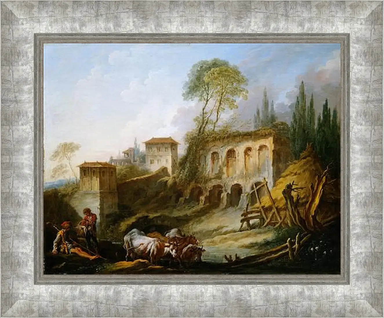 Картина в раме - Imaginary Landscape with the Palatine Hill from Campo Vaccino. Франсуа Буше