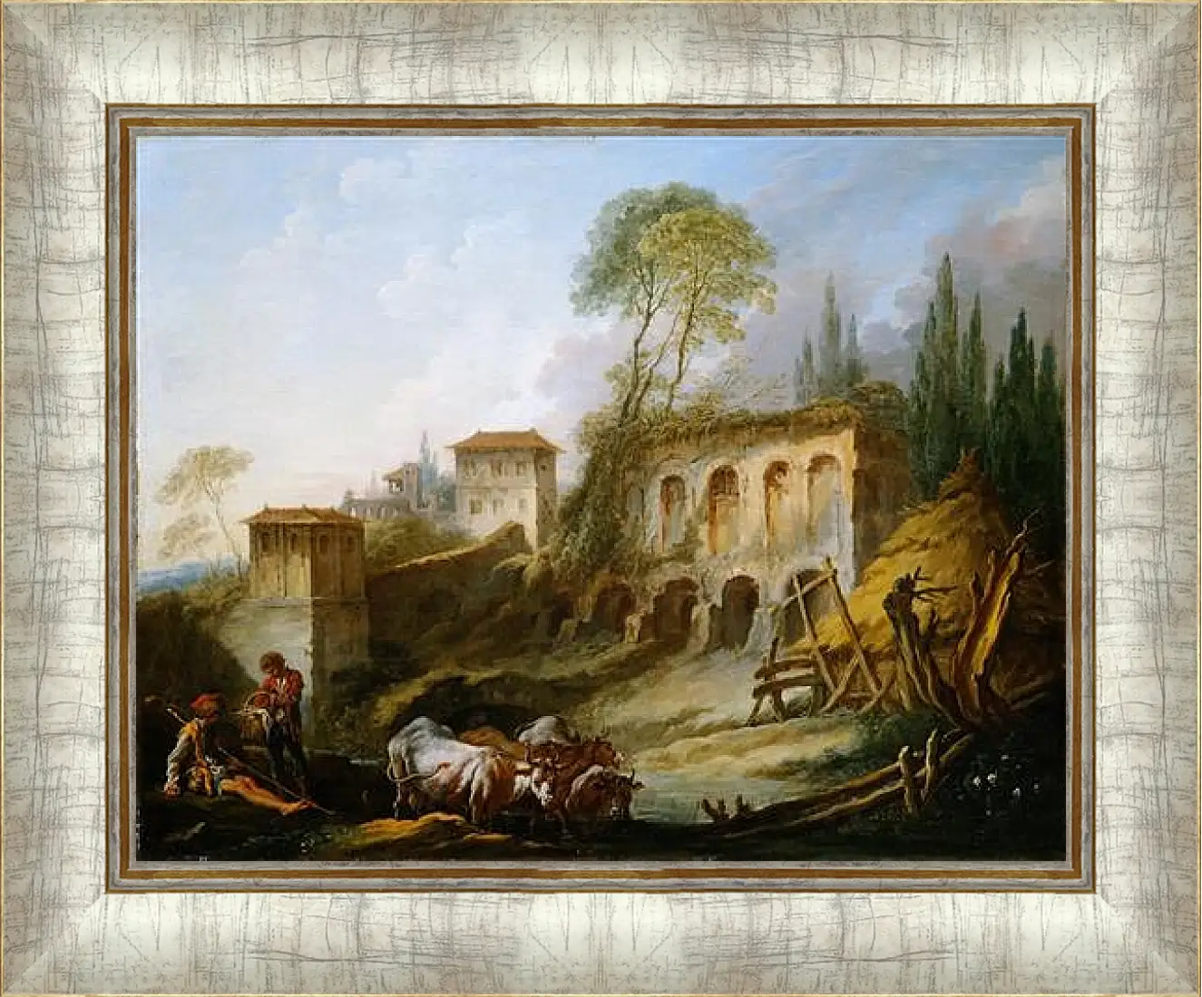 Картина в раме - Imaginary Landscape with the Palatine Hill from Campo Vaccino. Франсуа Буше