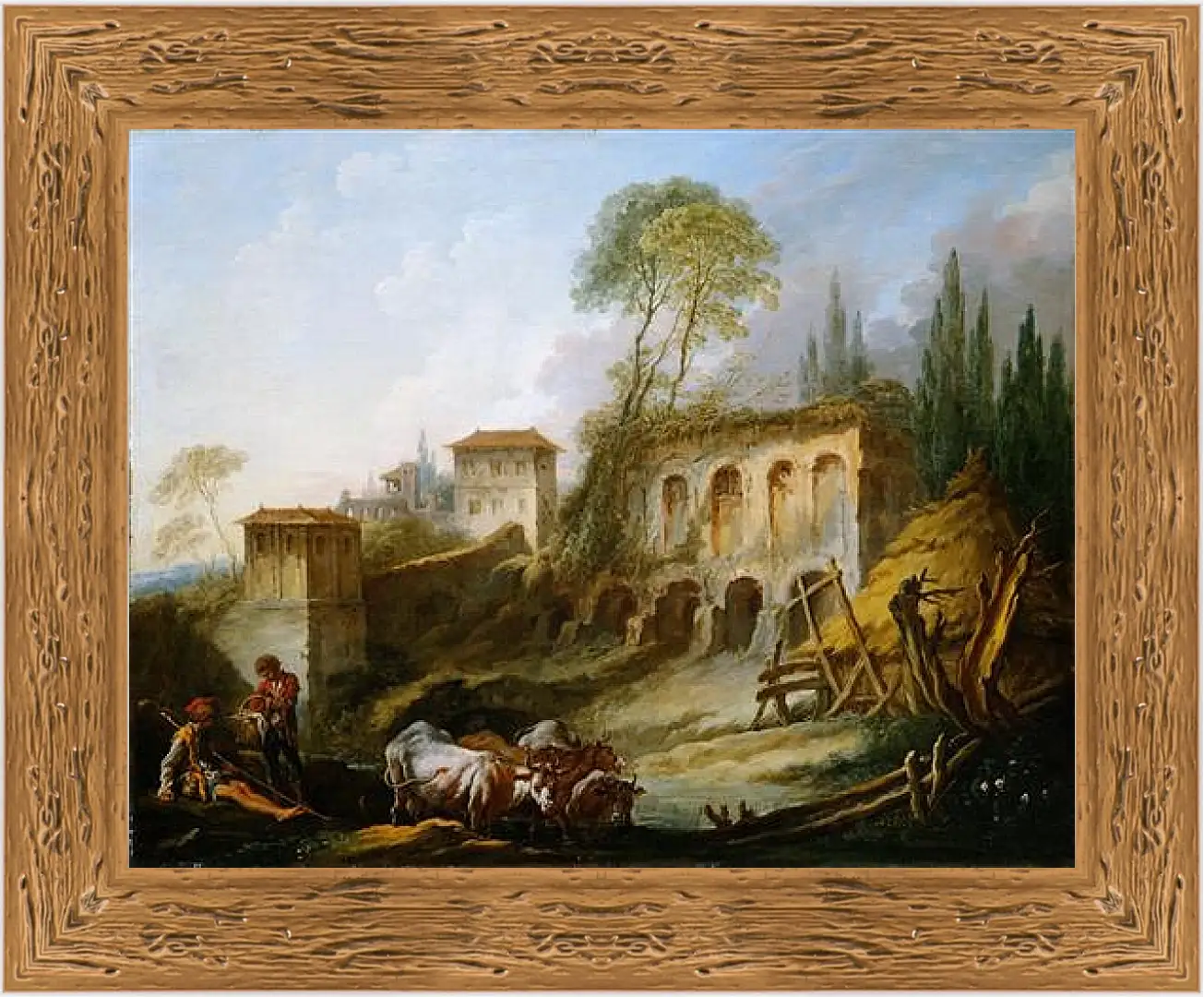 Картина в раме - Imaginary Landscape with the Palatine Hill from Campo Vaccino. Франсуа Буше