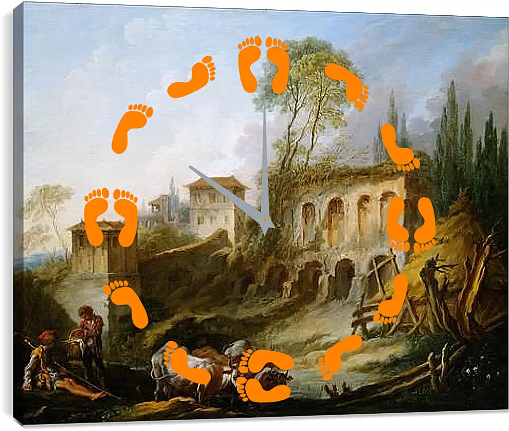 Часы картина - Imaginary Landscape with the Palatine Hill from Campo Vaccino. Франсуа Буше