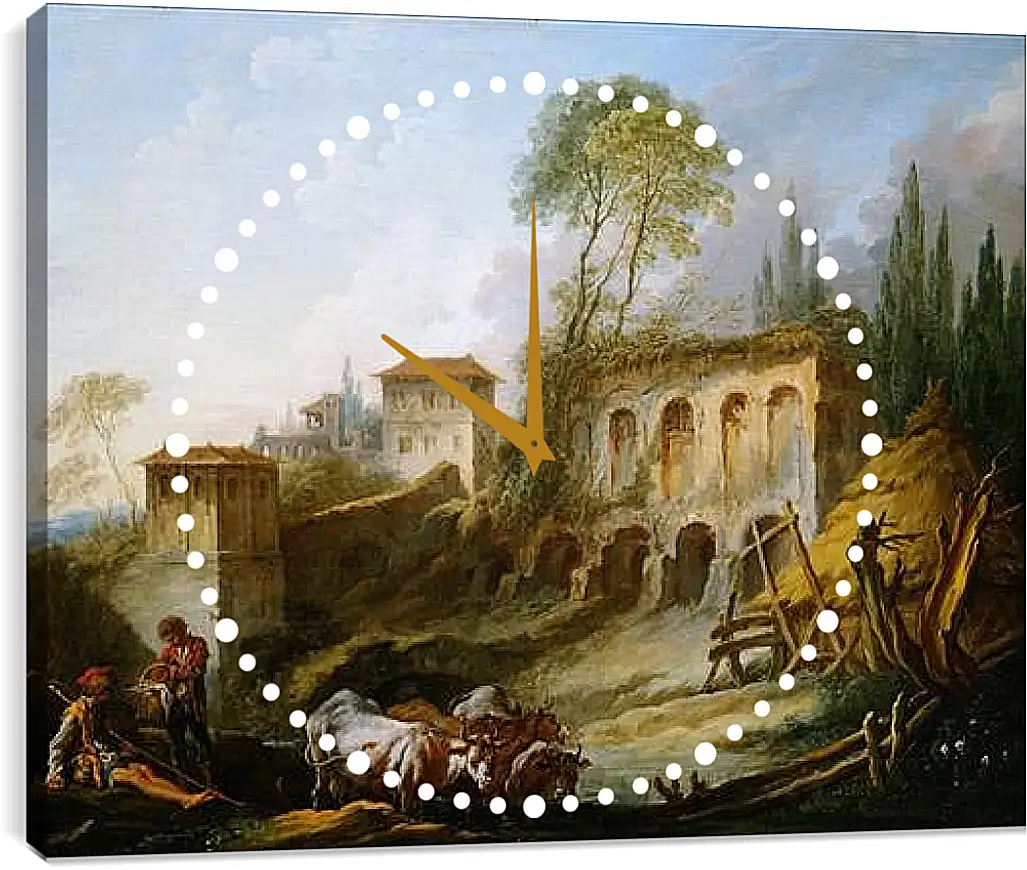 Часы картина - Imaginary Landscape with the Palatine Hill from Campo Vaccino. Франсуа Буше