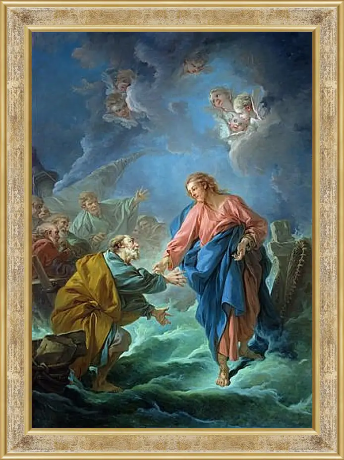 Картина в раме - Saint Peter Attempts to Walk on Water. Франсуа Буше