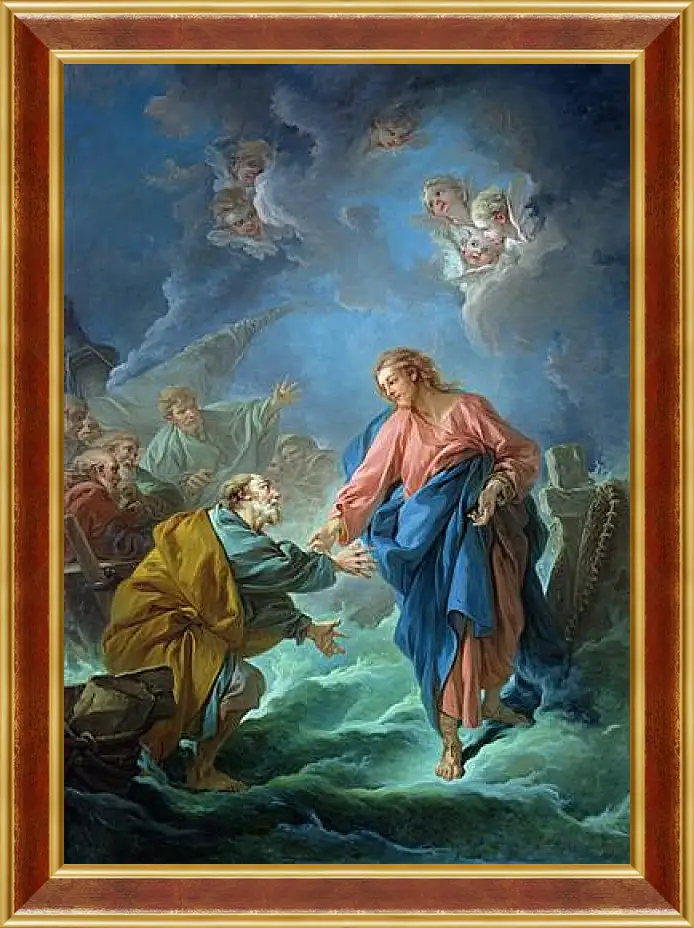 Картина в раме - Saint Peter Attempts to Walk on Water. Франсуа Буше