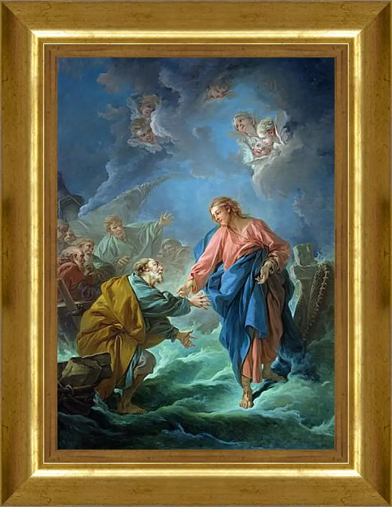 Картина в раме - Saint Peter Attempts to Walk on Water. Франсуа Буше