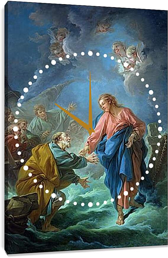 Часы картина - Saint Peter Attempts to Walk on Water. Франсуа Буше