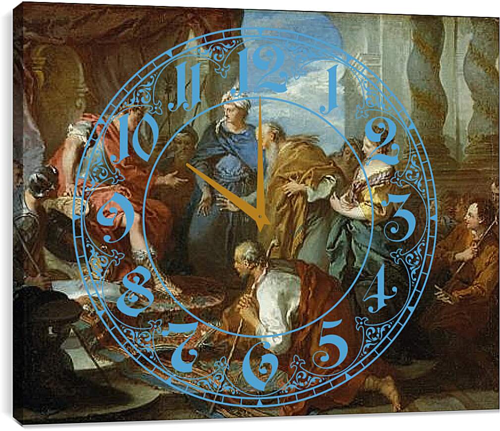 Часы картина - Joseph presenting his father and brothers to Pharaoh. Франсуа Буше