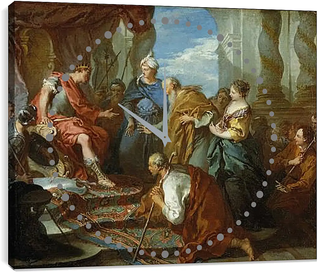 Часы картина - Joseph presenting his father and brothers to Pharaoh. Франсуа Буше