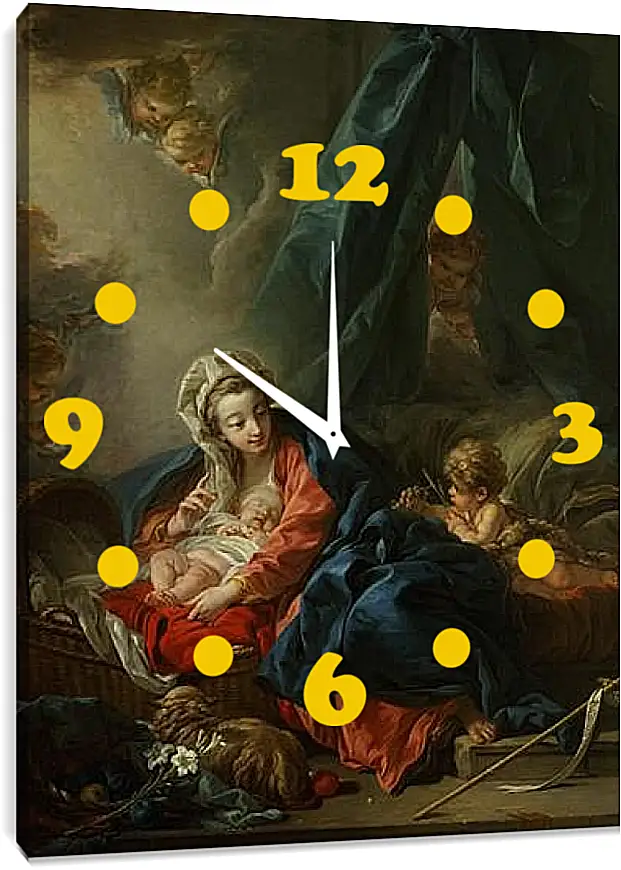 Часы картина - The Madonna with the baby and young John the Baptist. Франсуа Буше