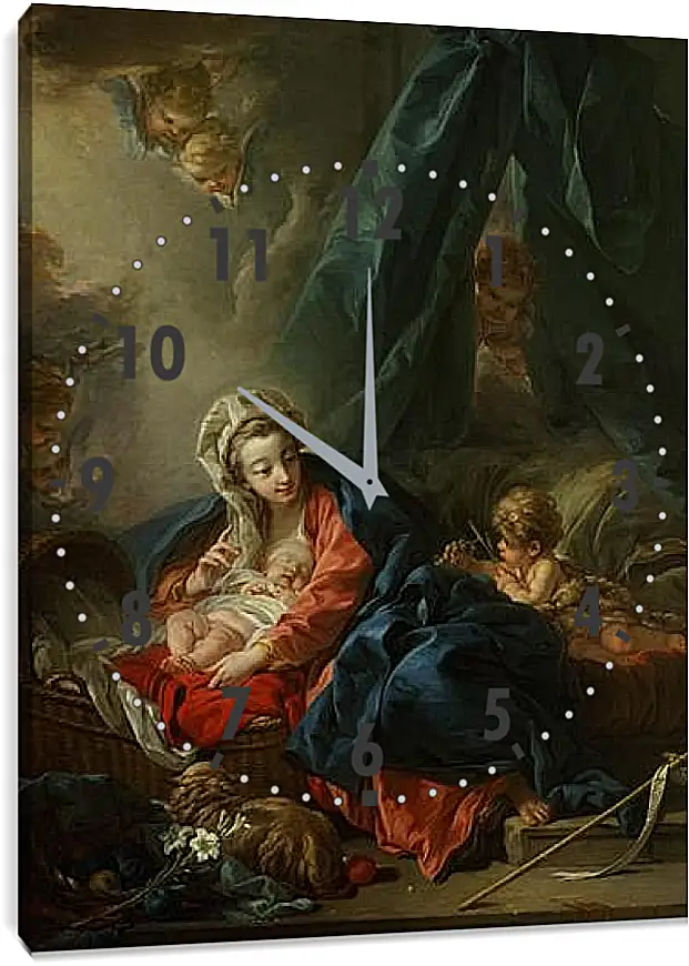 Часы картина - The Madonna with the baby and young John the Baptist. Франсуа Буше