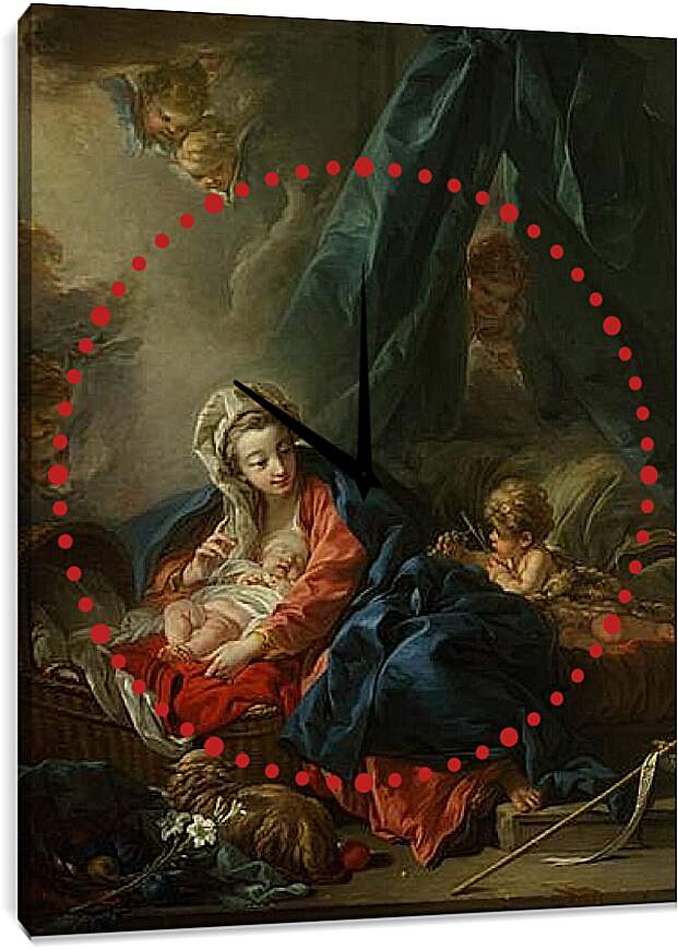 Часы картина - The Madonna with the baby and young John the Baptist. Франсуа Буше