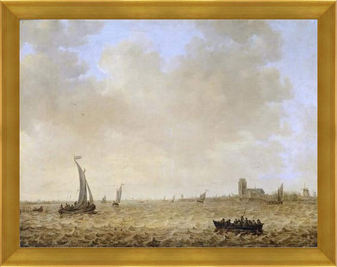 Картина в раме - Вид Дордрехта из Оуде Маас. Ян ван Гойен