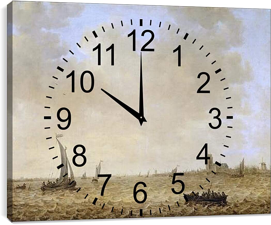 Часы картина - Вид Дордрехта из Оуде Маас. Ян ван Гойен