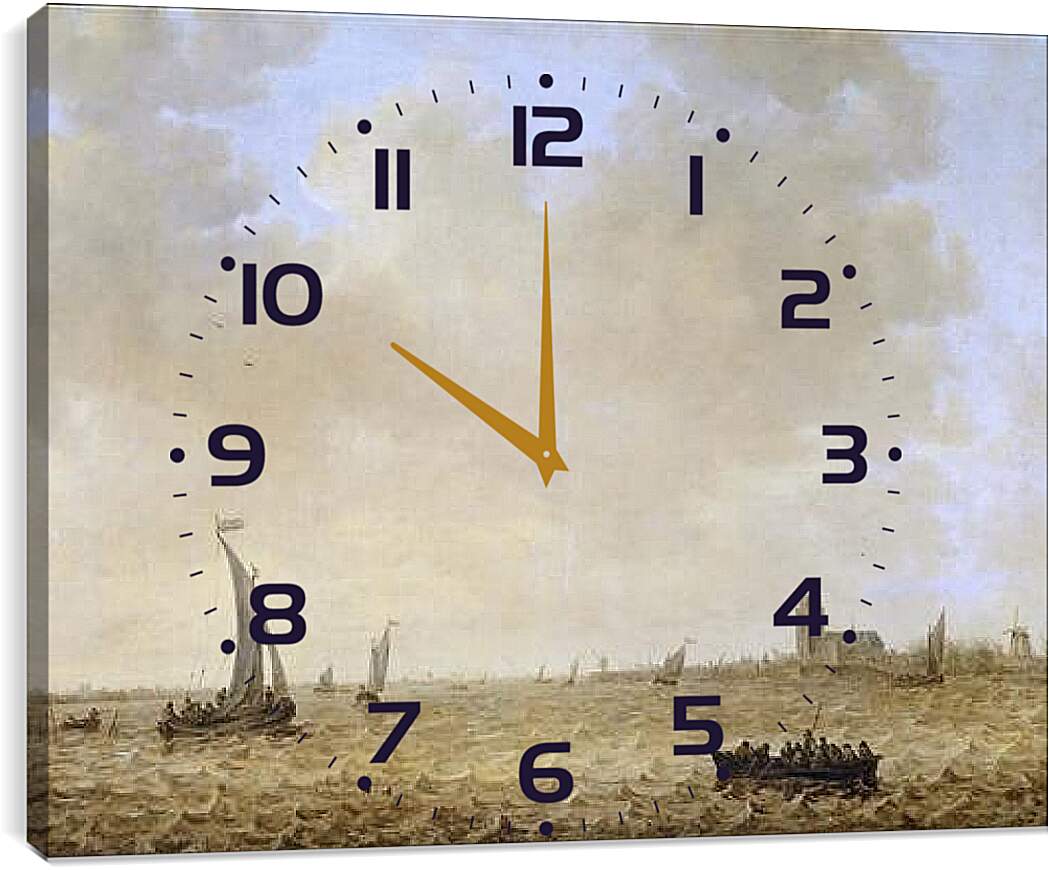 Часы картина - Вид Дордрехта из Оуде Маас. Ян ван Гойен
