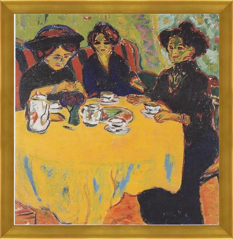 Картина в раме - Coffee-drinking-women. Эрнст Людвиг Кирхнер