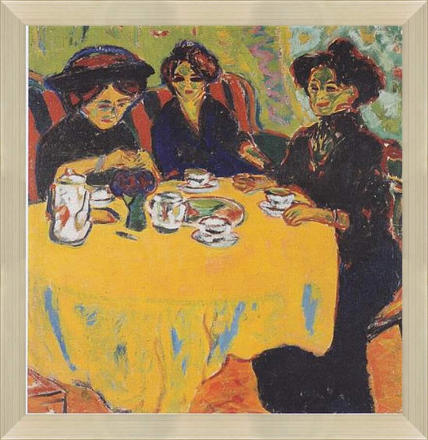 Картина в раме - Coffee-drinking-women. Эрнст Людвиг Кирхнер