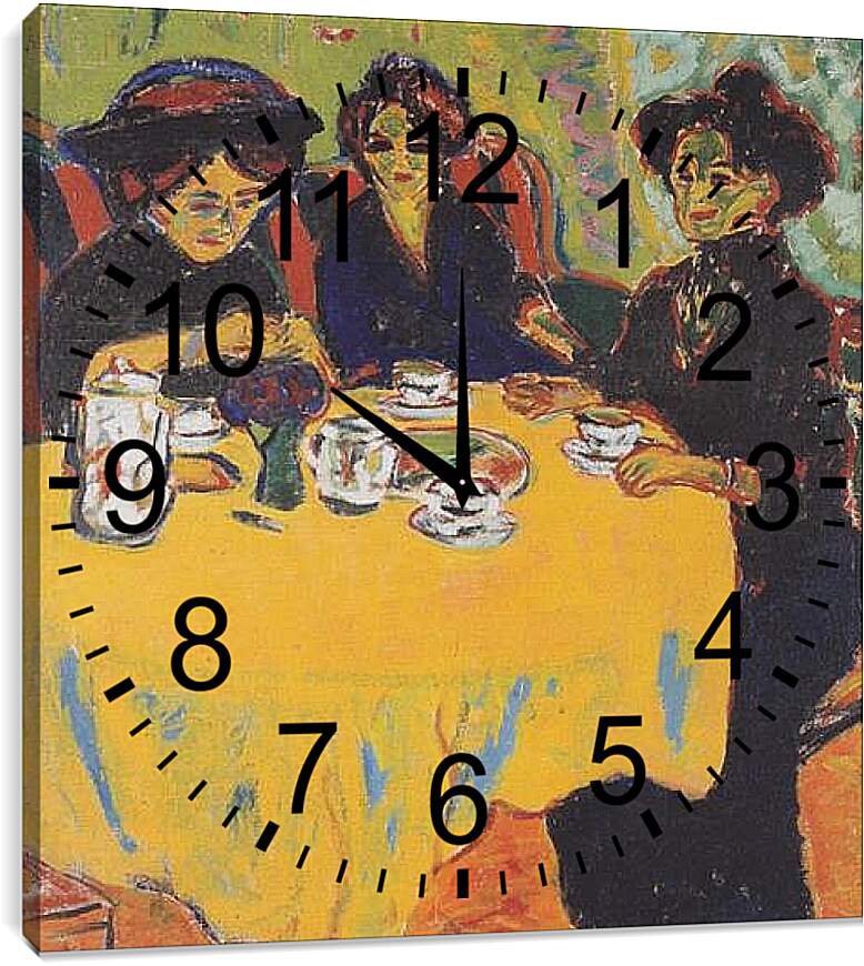 Часы картина - Coffee-drinking-women. Эрнст Людвиг Кирхнер