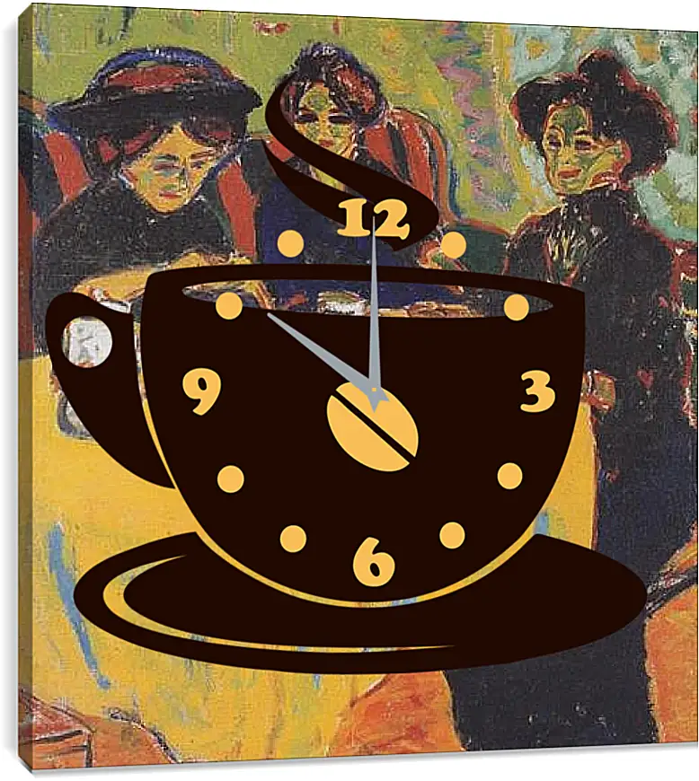Часы картина - Coffee-drinking-women. Эрнст Людвиг Кирхнер