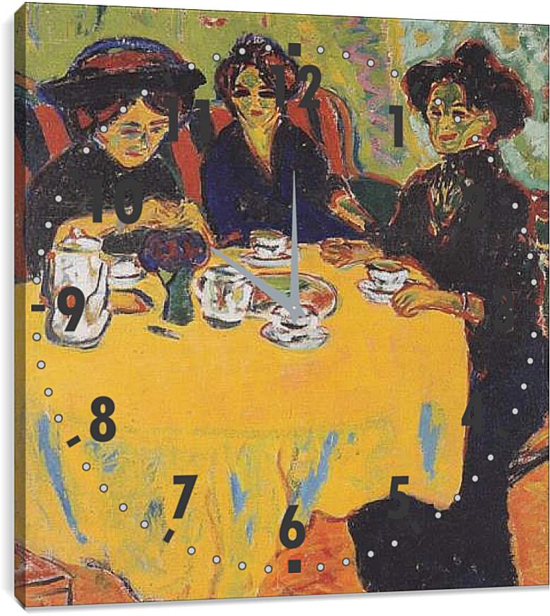 Часы картина - Coffee-drinking-women. Эрнст Людвиг Кирхнер
