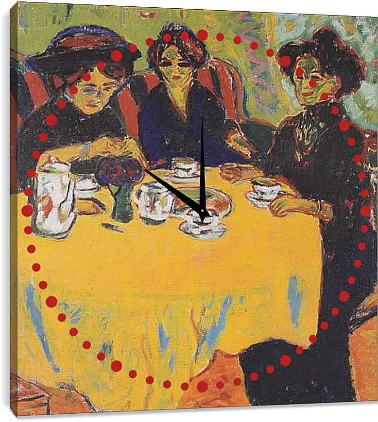 Часы картина - Coffee-drinking-women. Эрнст Людвиг Кирхнер