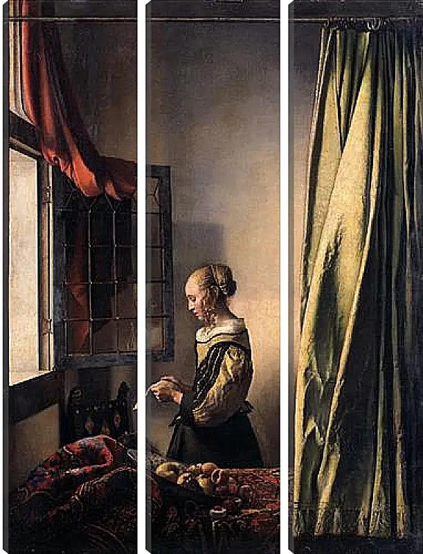 Модульная картина - Girl Reading a Letter at an Open Window. Ян (Йоханнес) Вермеер