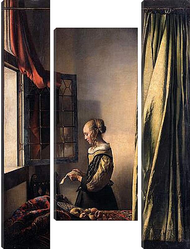 Модульная картина - Girl Reading a Letter at an Open Window. Ян (Йоханнес) Вермеер