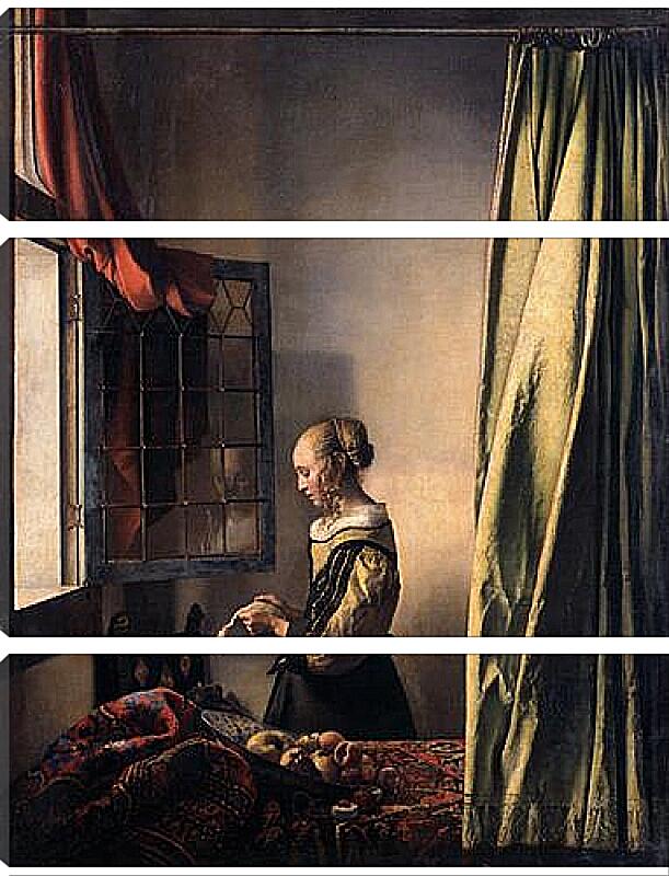 Модульная картина - Girl Reading a Letter at an Open Window. Ян (Йоханнес) Вермеер