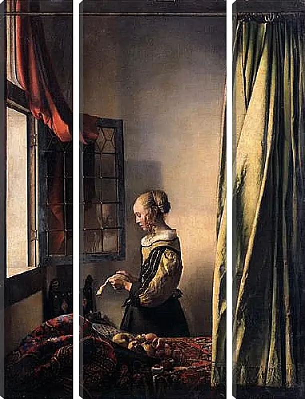 Модульная картина - Girl Reading a Letter at an Open Window. Ян (Йоханнес) Вермеер