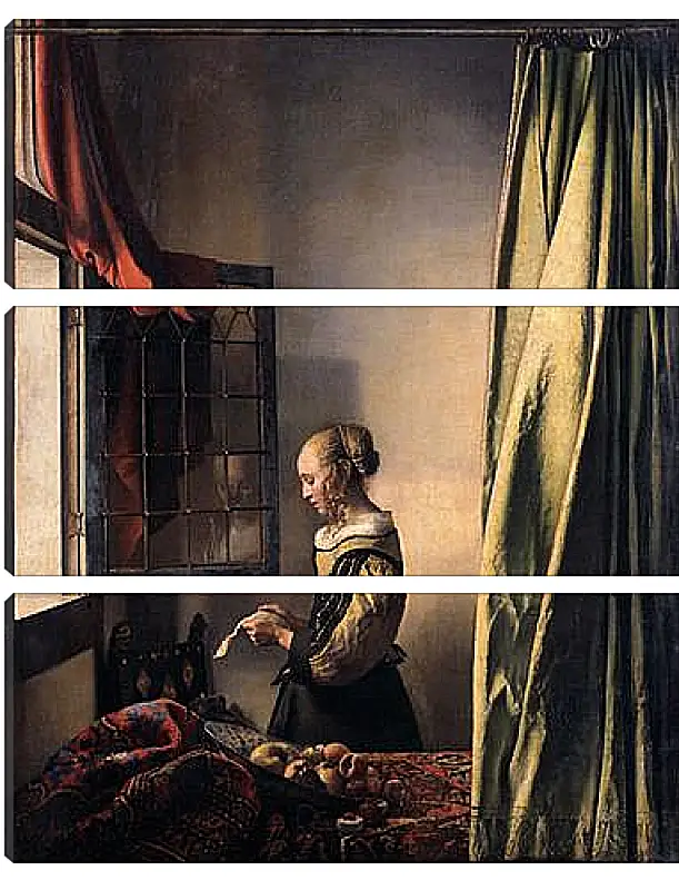 Модульная картина - Girl Reading a Letter at an Open Window. Ян (Йоханнес) Вермеер