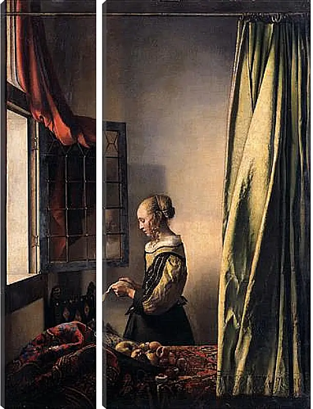 Модульная картина - Girl Reading a Letter at an Open Window. Ян (Йоханнес) Вермеер