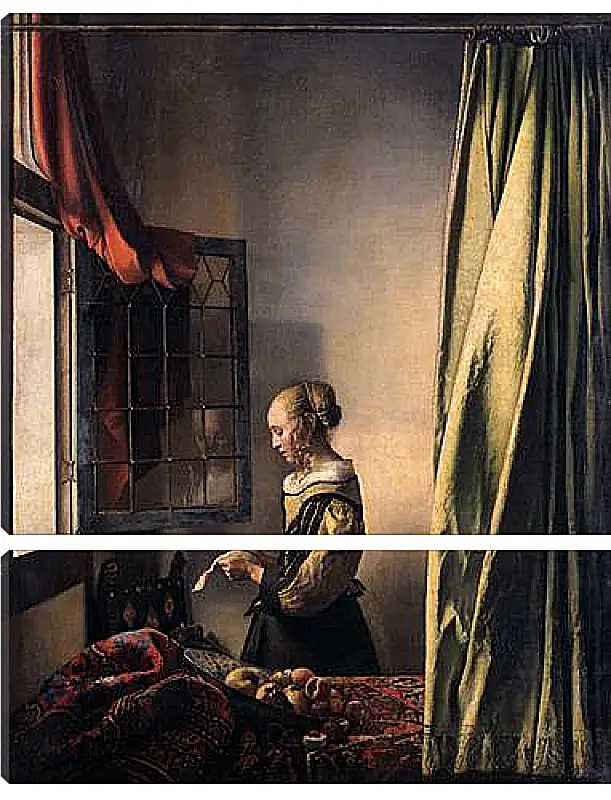 Модульная картина - Girl Reading a Letter at an Open Window. Ян (Йоханнес) Вермеер