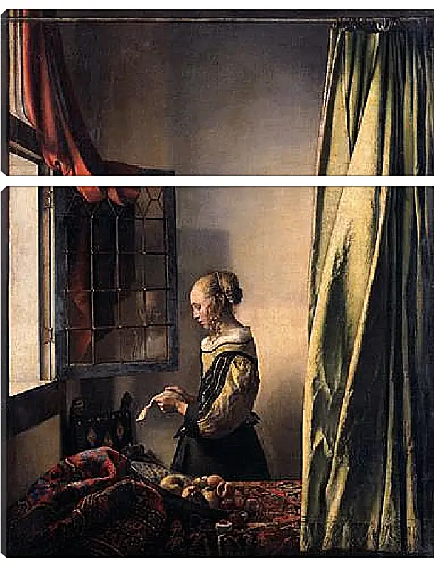 Модульная картина - Girl Reading a Letter at an Open Window. Ян (Йоханнес) Вермеер