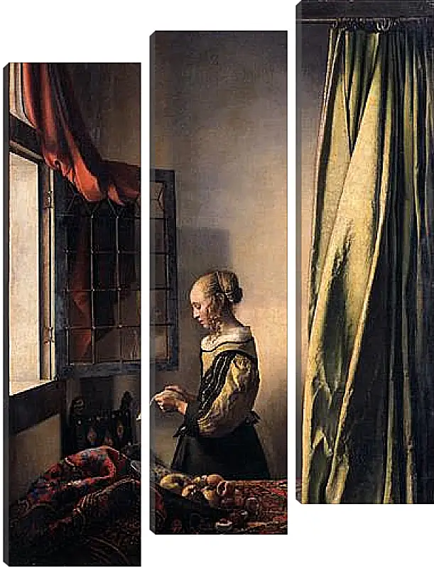 Модульная картина - Girl Reading a Letter at an Open Window. Ян (Йоханнес) Вермеер