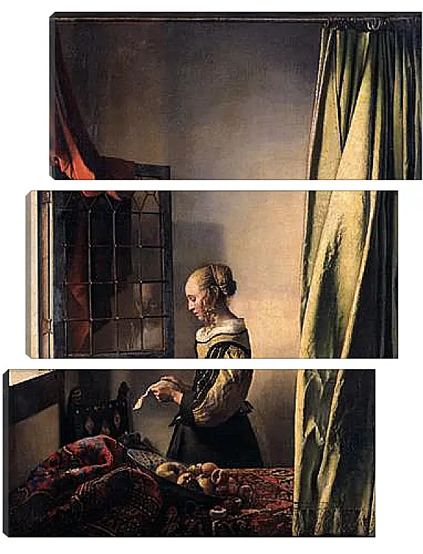 Модульная картина - Girl Reading a Letter at an Open Window. Ян (Йоханнес) Вермеер