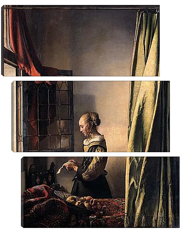 Модульная картина - Girl Reading a Letter at an Open Window. Ян (Йоханнес) Вермеер