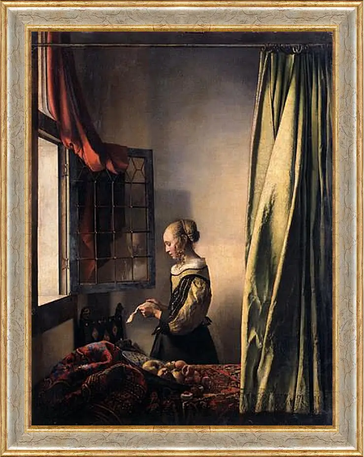 Картина в раме - Girl Reading a Letter at an Open Window. Ян (Йоханнес) Вермеер