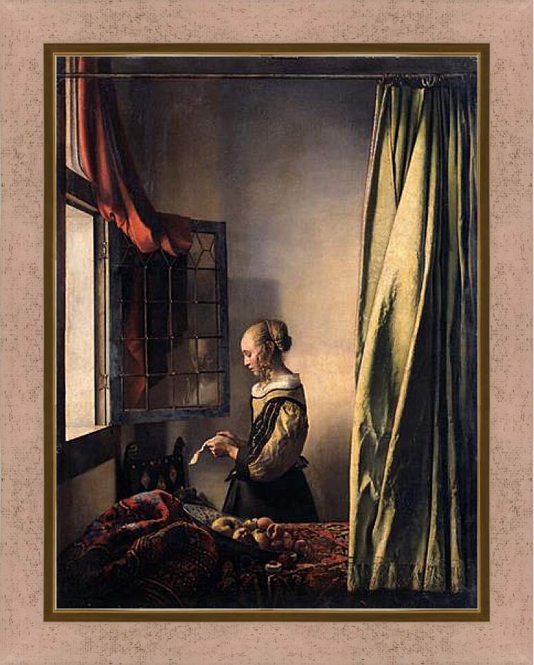 Картина в раме - Girl Reading a Letter at an Open Window. Ян (Йоханнес) Вермеер