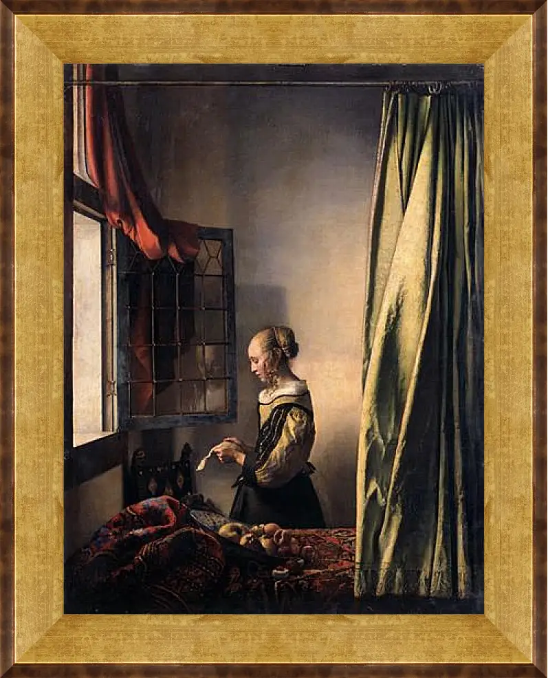 Картина в раме - Girl Reading a Letter at an Open Window. Ян (Йоханнес) Вермеер