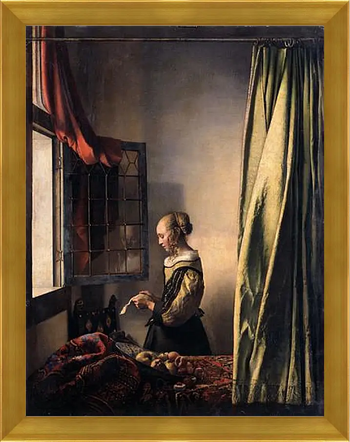 Картина в раме - Girl Reading a Letter at an Open Window. Ян (Йоханнес) Вермеер