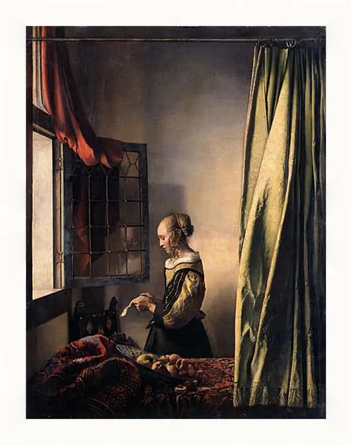 Картина в раме - Girl Reading a Letter at an Open Window. Ян (Йоханнес) Вермеер