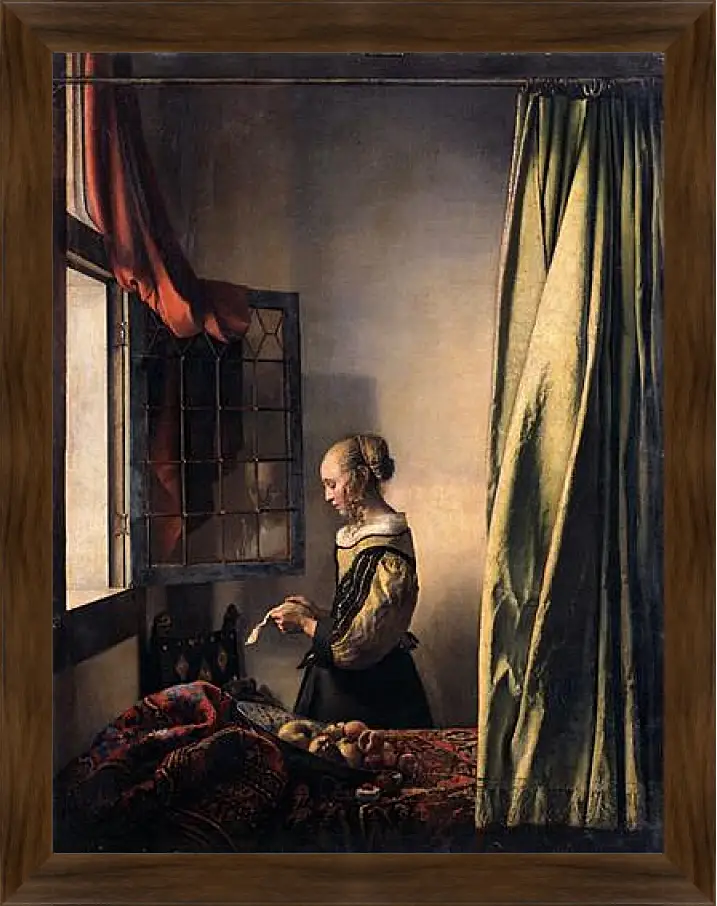 Картина в раме - Girl Reading a Letter at an Open Window. Ян (Йоханнес) Вермеер