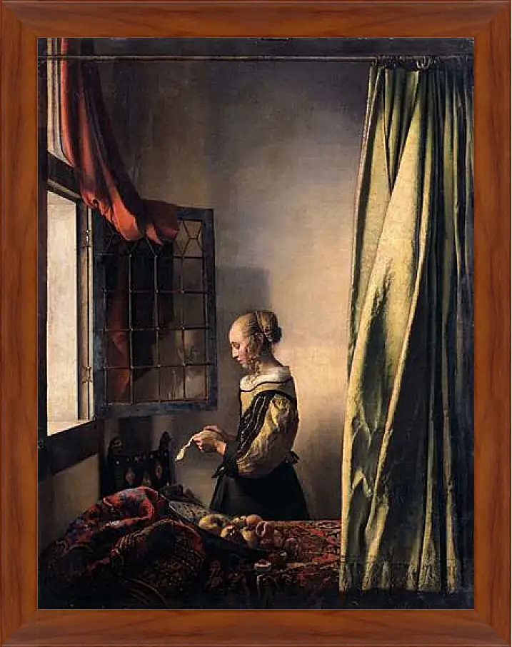 Картина в раме - Girl Reading a Letter at an Open Window. Ян (Йоханнес) Вермеер